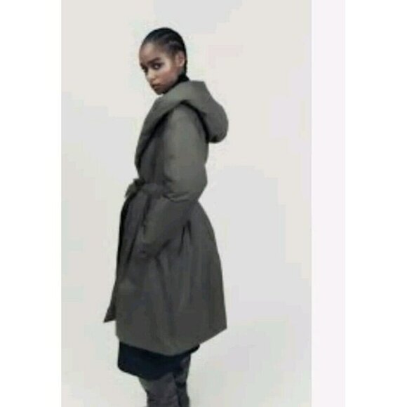 NEW ZARA Green Hooded DOWN COAT JACKET Puffer ZARA HOODED P REF 8073 726 SIZE XS - Picture 8 of 9